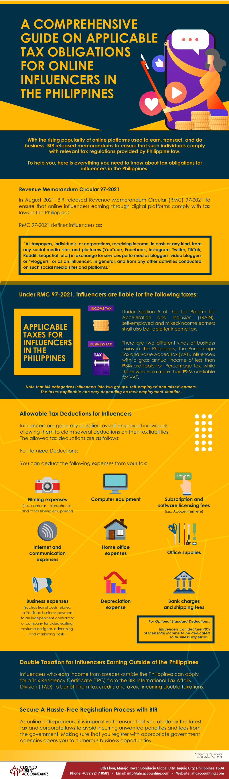 A Comprehensive Guide on Applicable Tax Obligations for Online Influencers in the Philippines [INFOGRAPHIC]